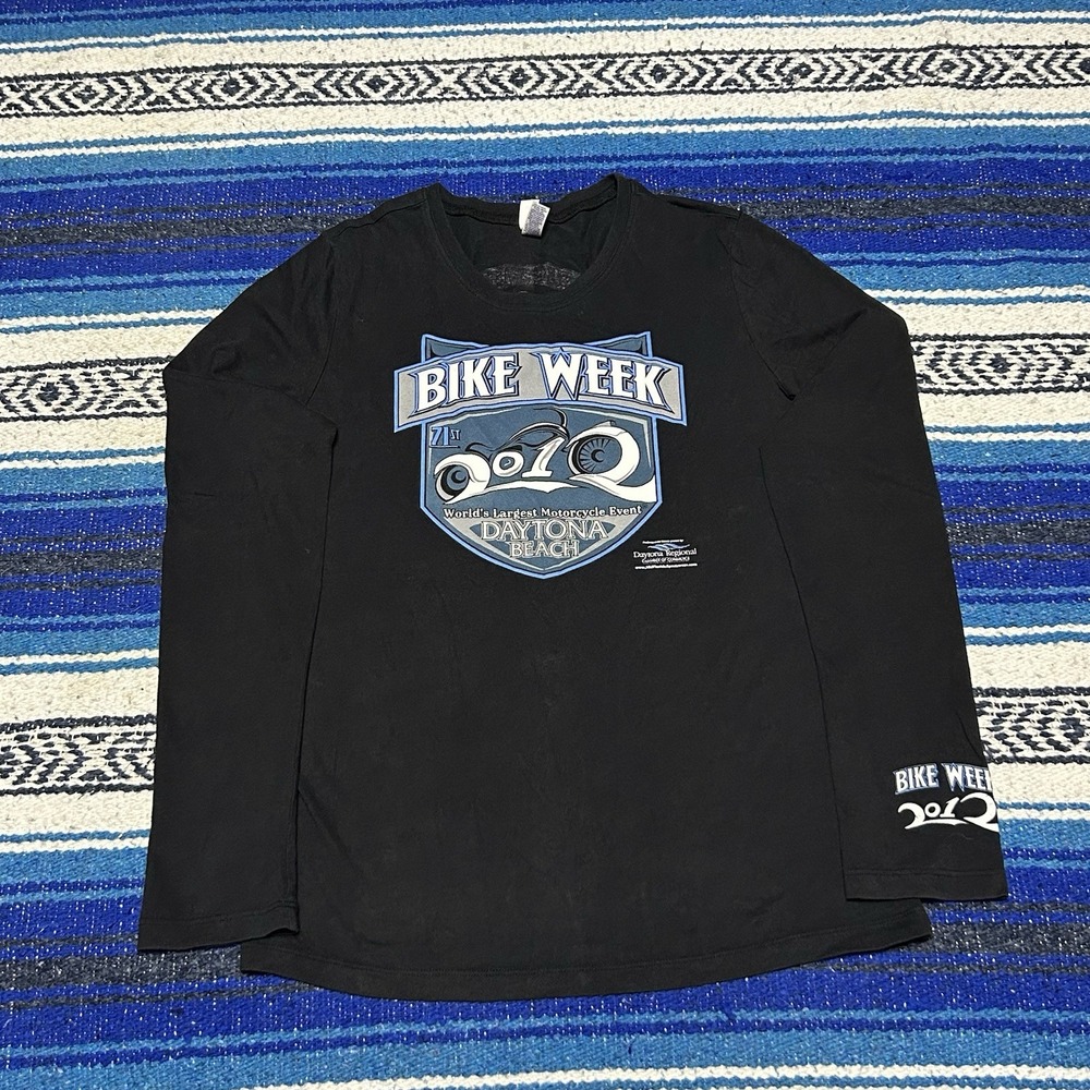 2012 Daytona Bike Week 71st Women's XL Long Sleeve Motorcycle T Shirt Black